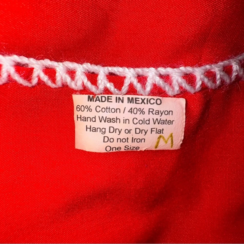 Red‎ Embroidered Boho Mini Dress Size M Festival Vacation Cottagecore